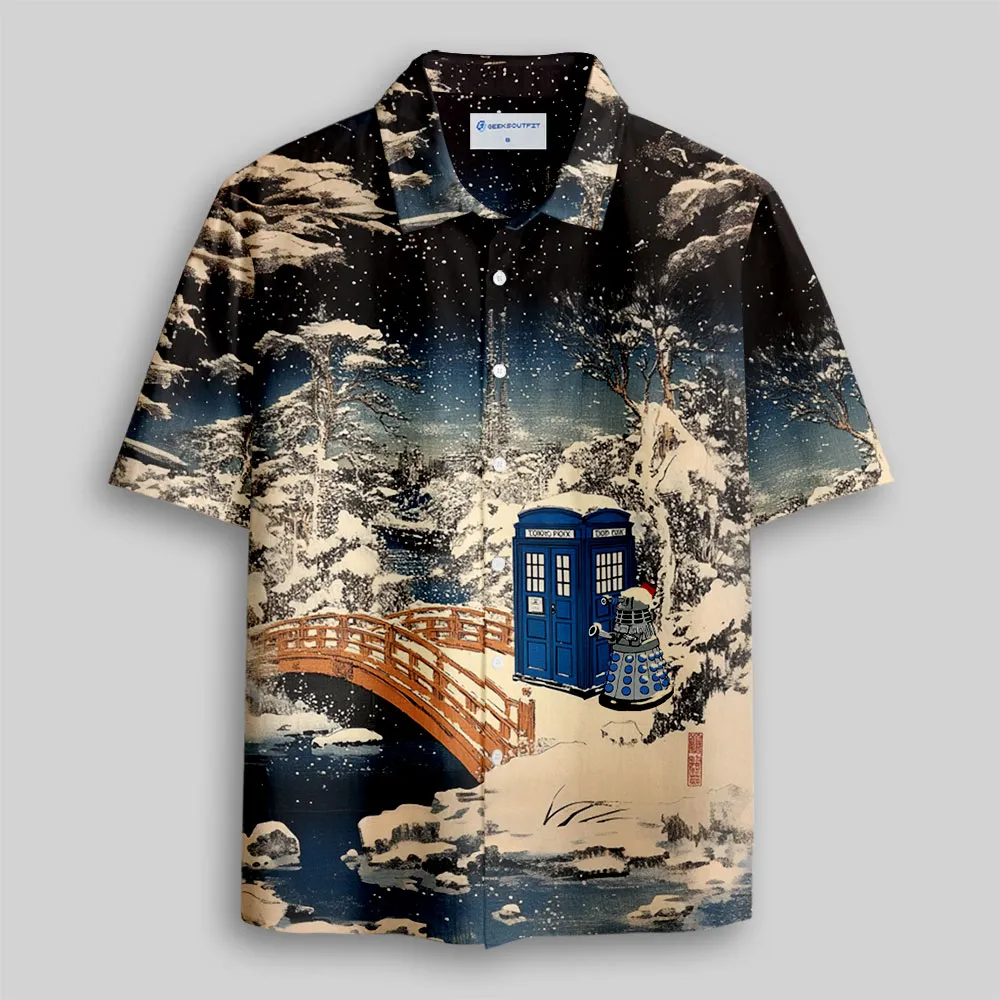 Ukiyoe Mysterious Phone Booth Button Up Pocket Shirt