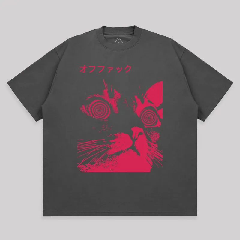 Vaporwave Cool Cat Unisex Oversized T-shirt