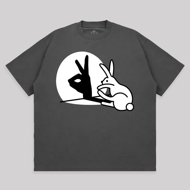 Funny Rabbit Hand Shadow Unisex Oversized T-shirt - Image 7