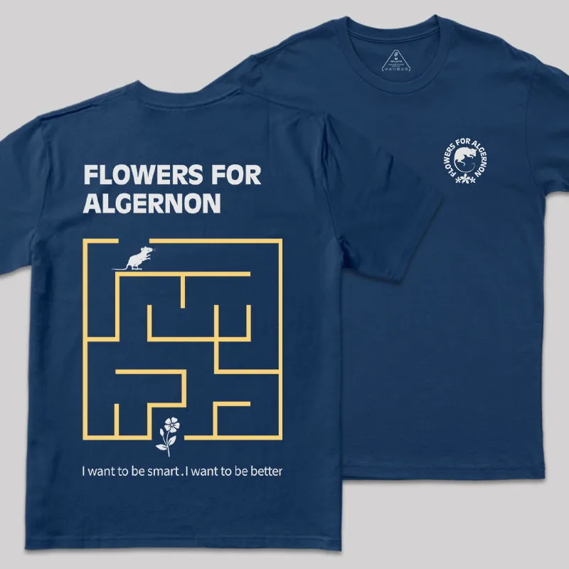 Alternative view of Labyrinth of Algernon Front and Back Printed Geek T-Shirt