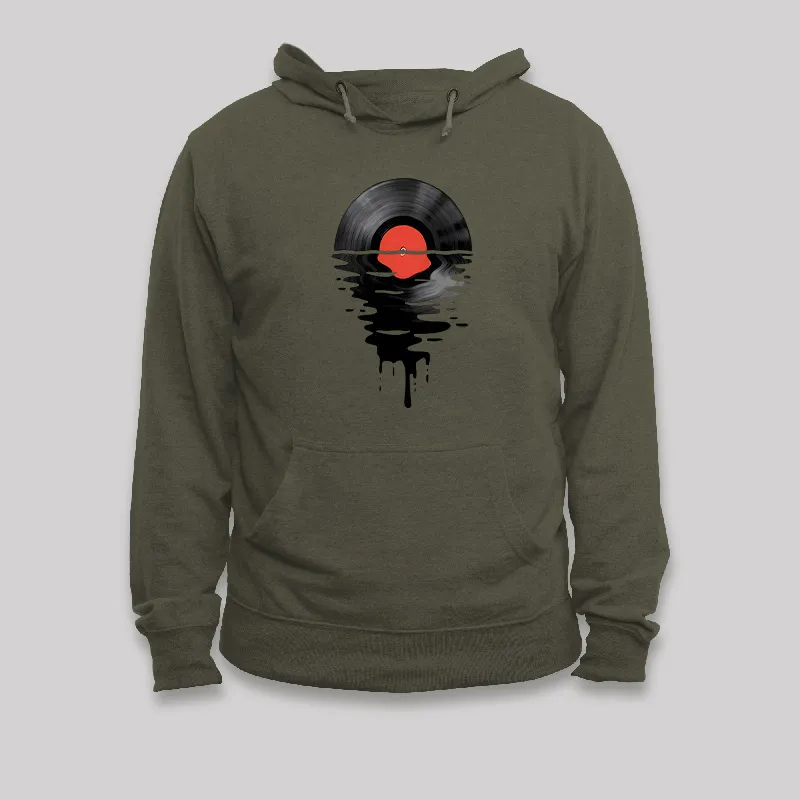 Vinyl LP Music Record Sunset Geek Hoodie
