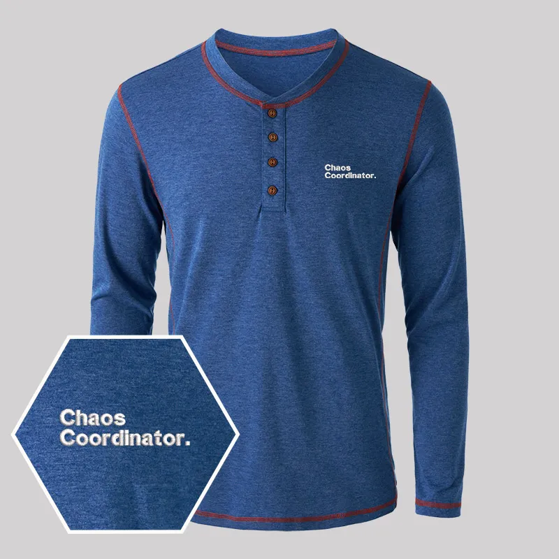Alternative view of Chaos Coordinator Embroidered Long Sleeve Henley Shirts