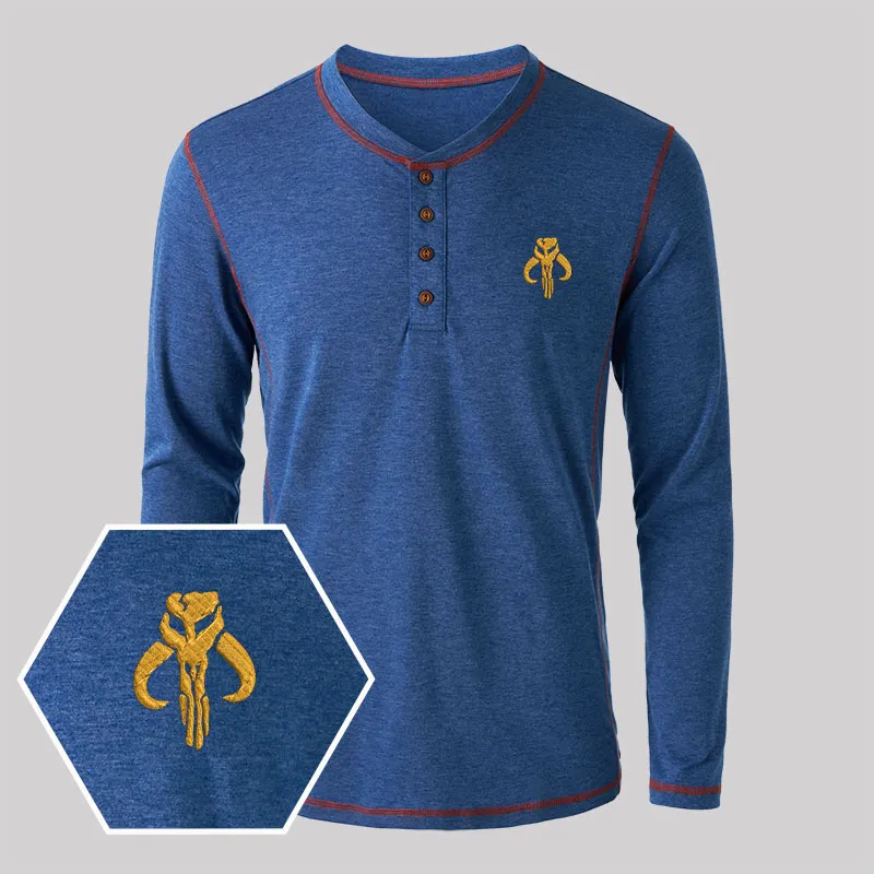 Alternative view of Mythosaur Embroidered Long Sleeve Henley Shirts