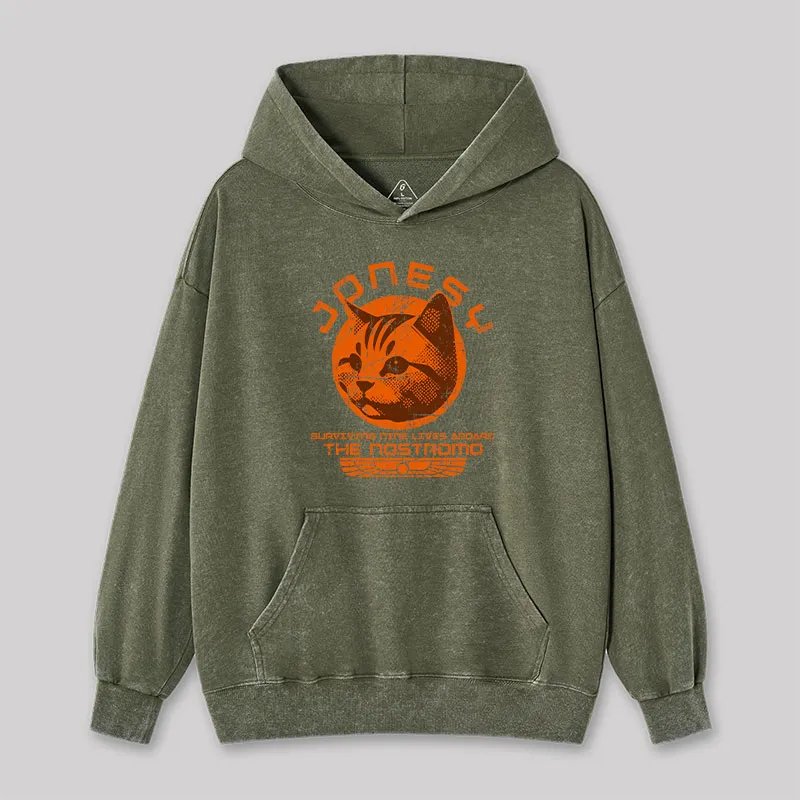 Jonesy Surviving Nine Lives Aboard The Nostromo Washed Hoodie - Image 4