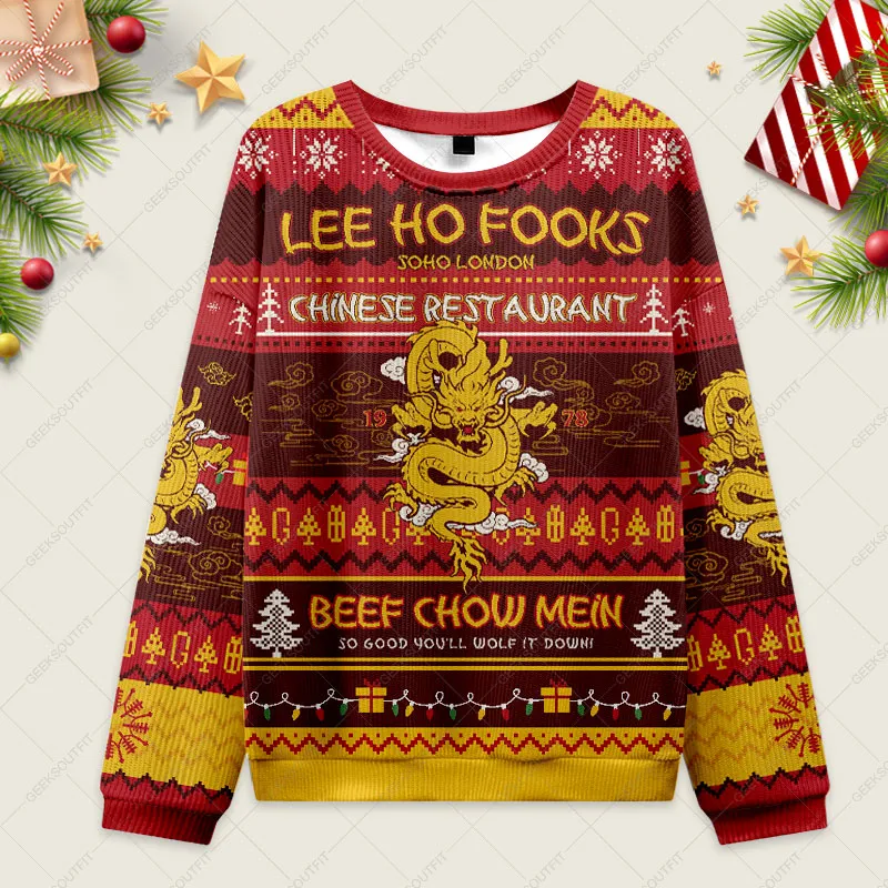 Lee Ho Fooks Ugly Christmas Fuzzy Fleece Sweatshirt