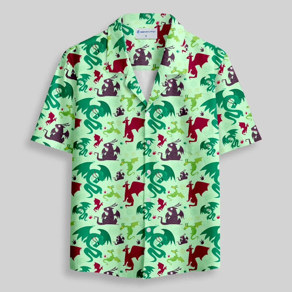 Alternative view of Scifi Dragons Pistachio Green Button Up Pocket Shirt