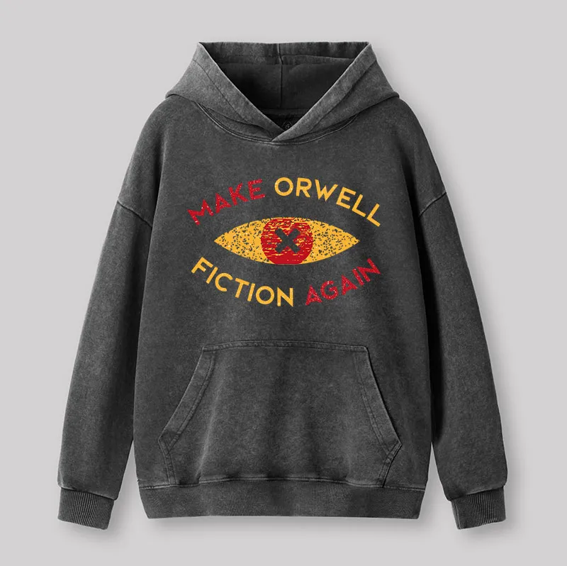 Alternative view of Make Orwell fiction again Washed Hoodie