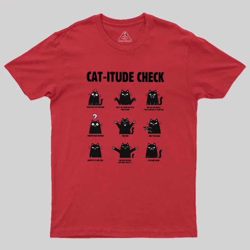 Cat-itude Check Geek T-Shirt - Image 4