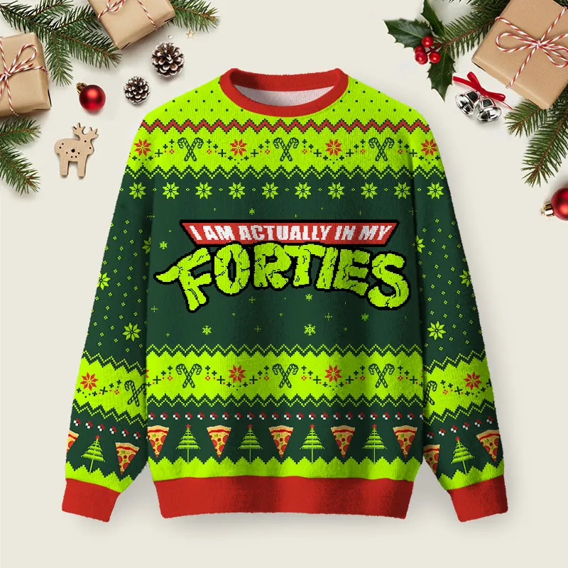 I Am Actually In My Forties Ugly Christmas Fuzzy Fleece Sweatshirt