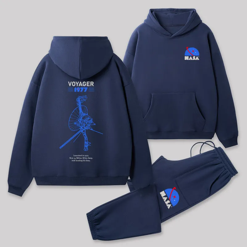 Alternative view of VOYAGER 1977 Front and Back Printed Geek Fleece Hoodie Set