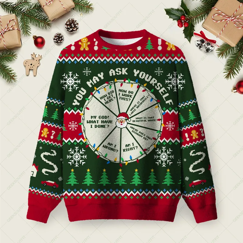 You May Ask Yourself Ugly Christmas Fuzzy Fleece Sweatshirt