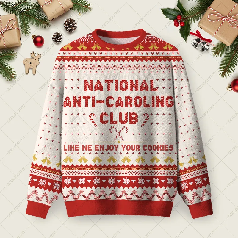 National Anti-Caroling Club Ugly Christmas Fuzzy Fleece Sweatshirt