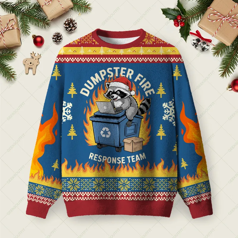 Trash Panda Blue Ugly Christmas Fuzzy Fleece Sweatshirt