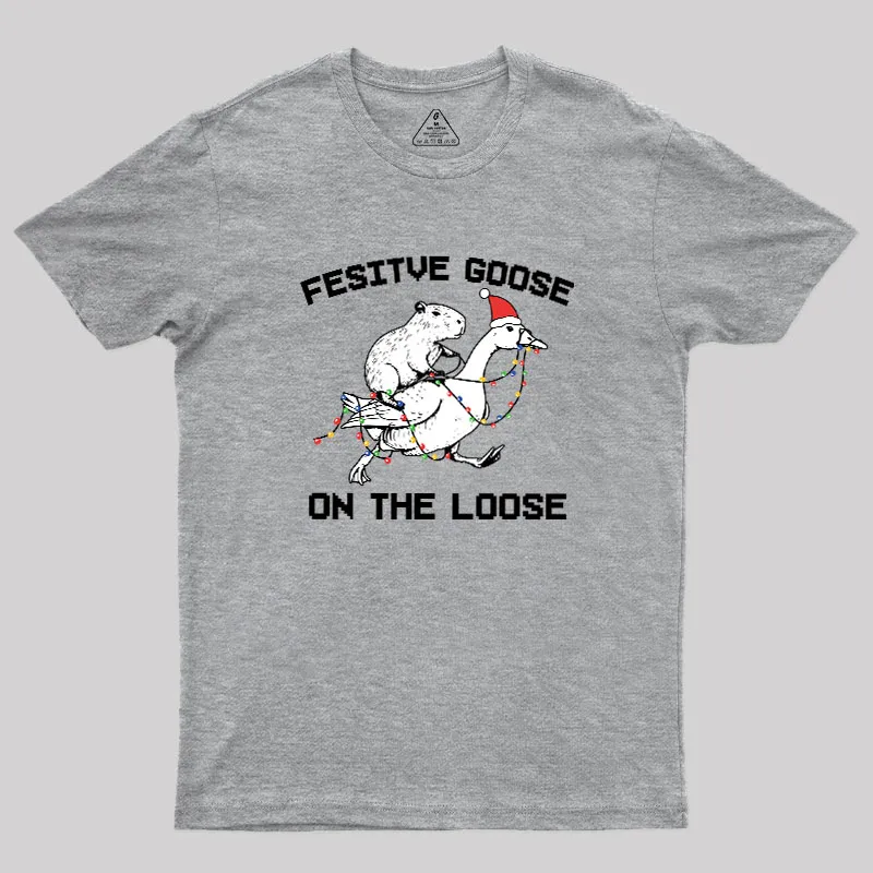 Festive Goose On The Loose Geek T-Shirt - Image 5