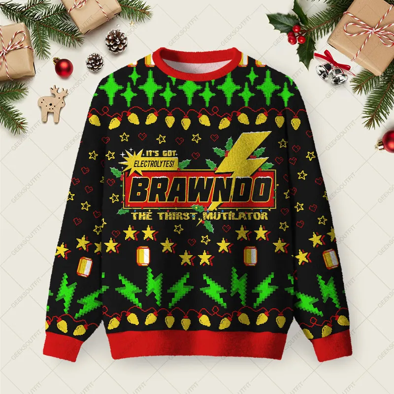 Brawndo – The Thirst Mutilator Ugly Christmas Fuzzy Fleece Sweatshirt