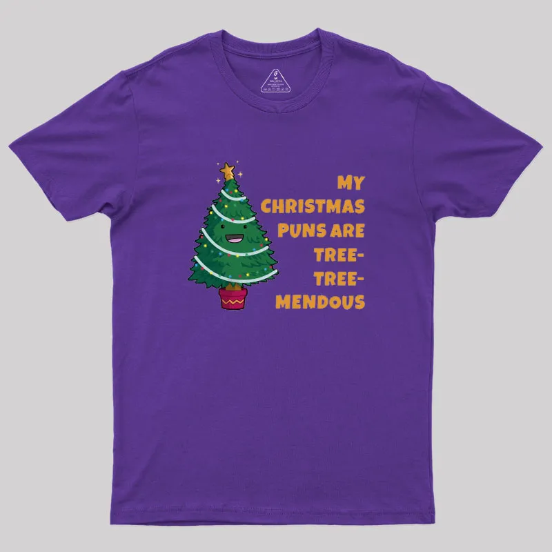 Tree-Mendous Christmas Pun Geek T-Shirt - Image 5