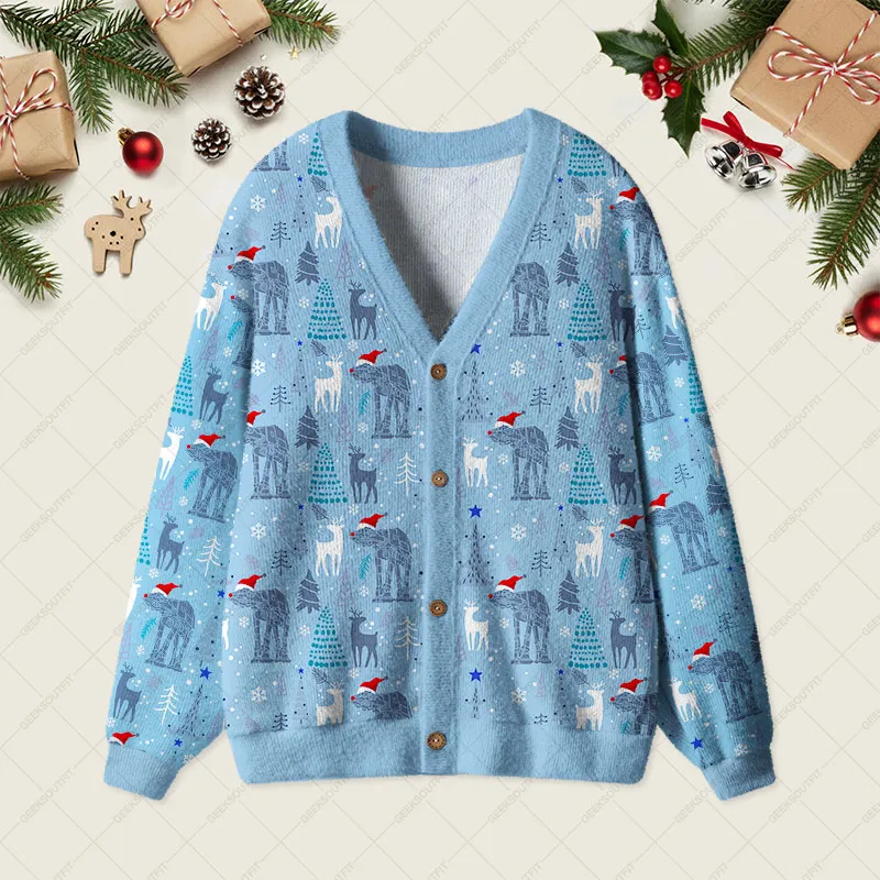 Christmas Santa Hat AT-AT Geek Ugly Cardigan Sweaters