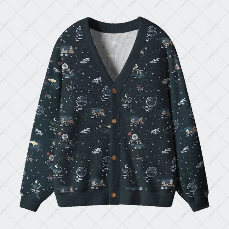 Space War Map Geek Ugly Cardigan Sweaters