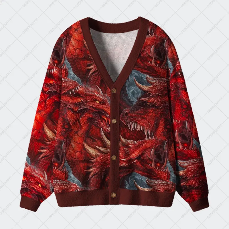 Domineering Dragon Geek Ugly Cardigan Sweaters