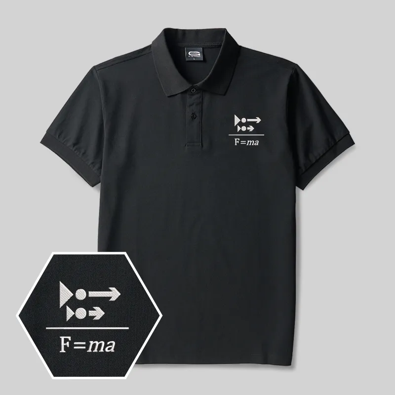 Newton’s Push Geek Embroidered Polo Shirts