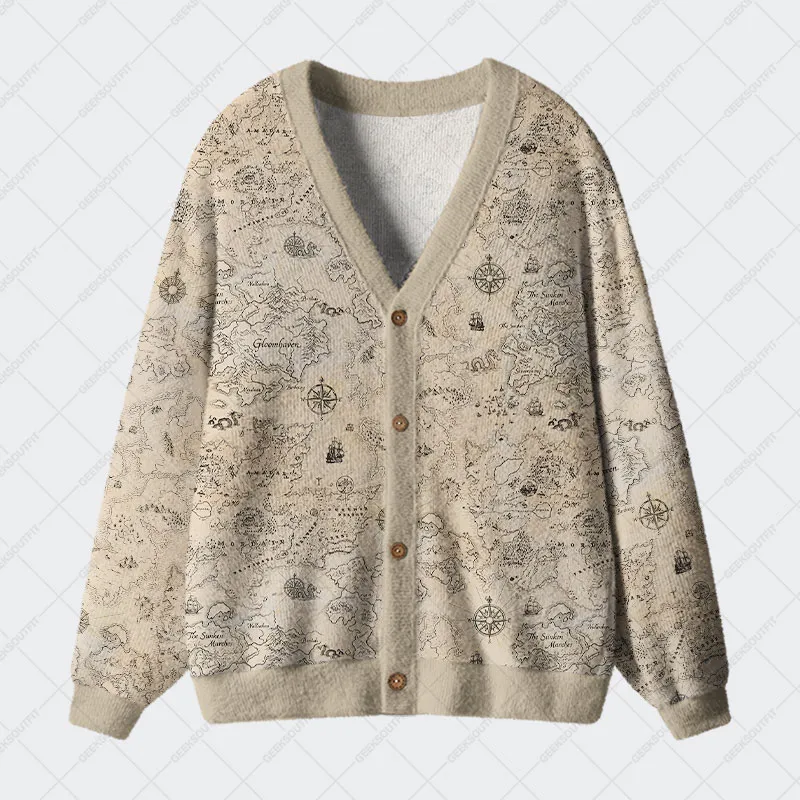 Voyager Scroll Geek Ugly Cardigan Sweaters