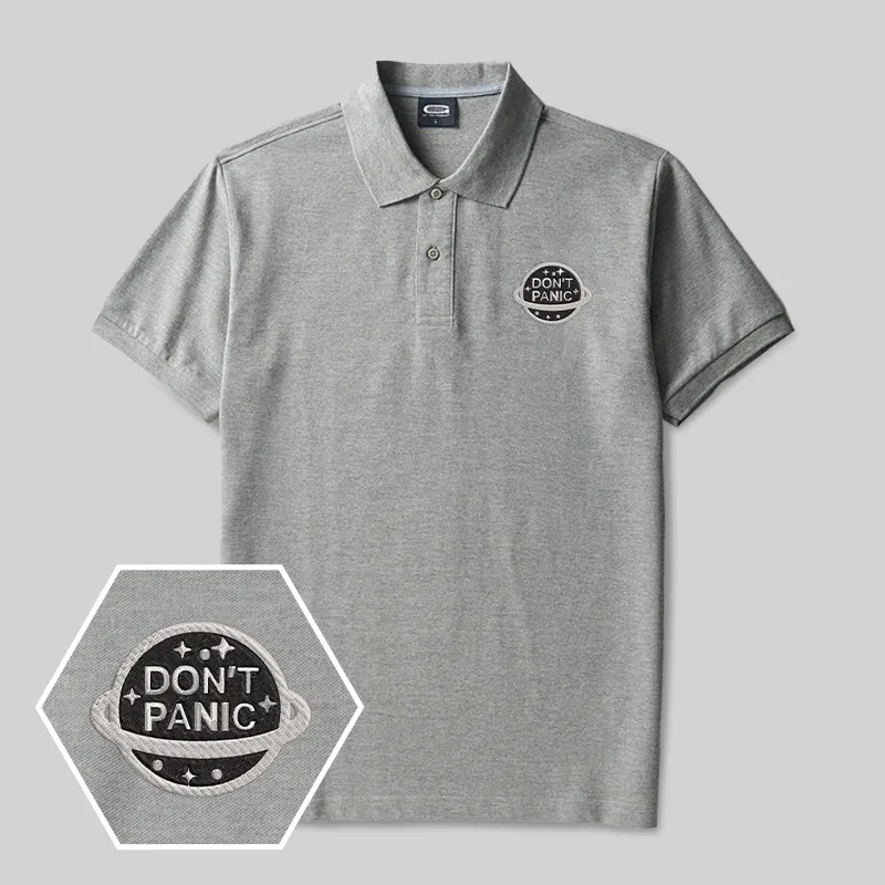 Don't Panic Geek Embroidered Polo Shirts - Image 3