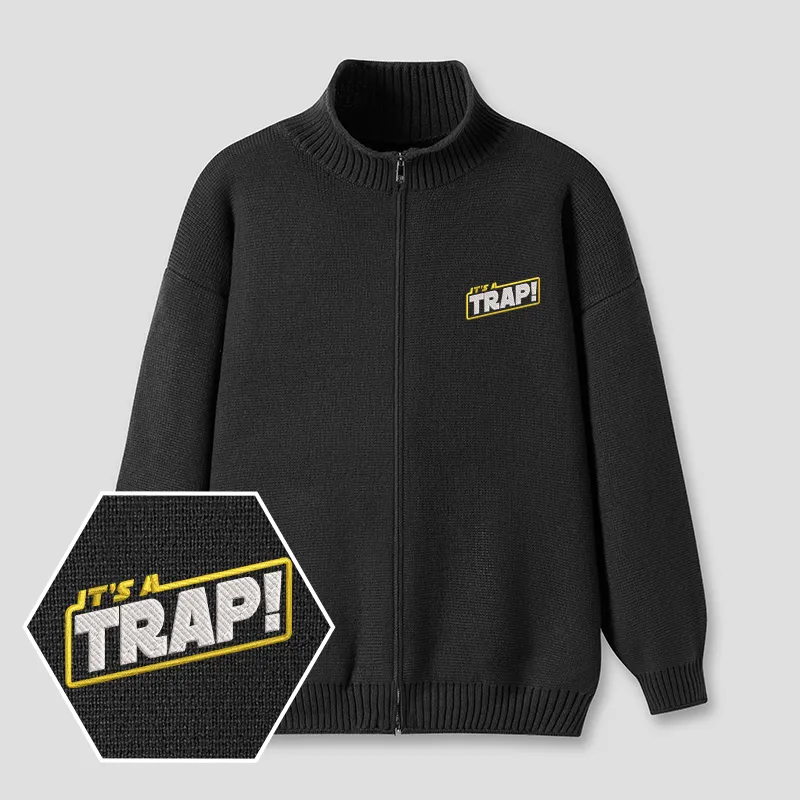 It Is A Trap Embroidered Full Zip Cardigan - Image 2