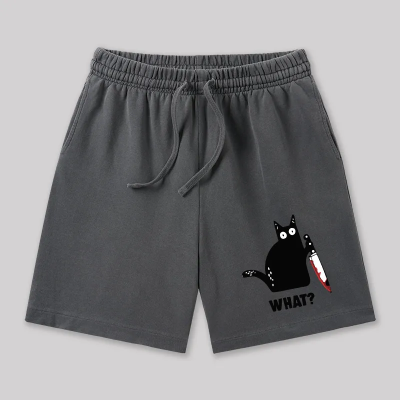 What Funny Cat Geeky Washed Shorts
