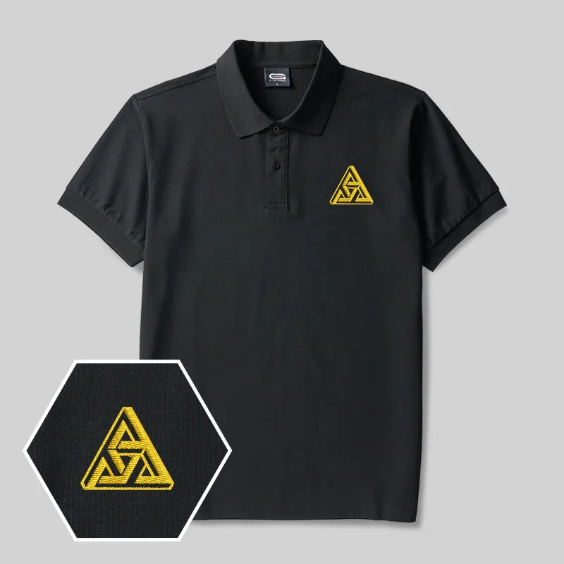 Penrose Triangle Geek Embroidered Polo Shirts