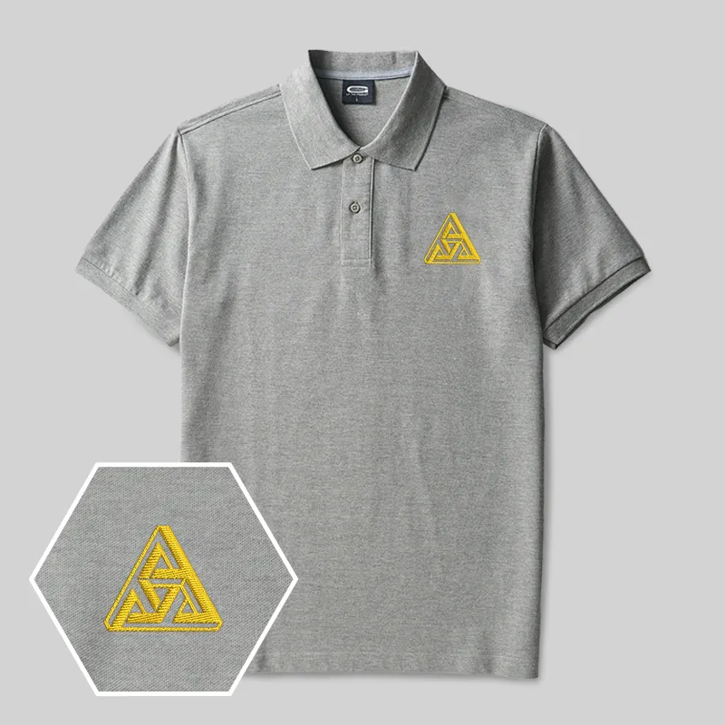 Penrose Triangle Geek Embroidered Polo Shirts - Image 3