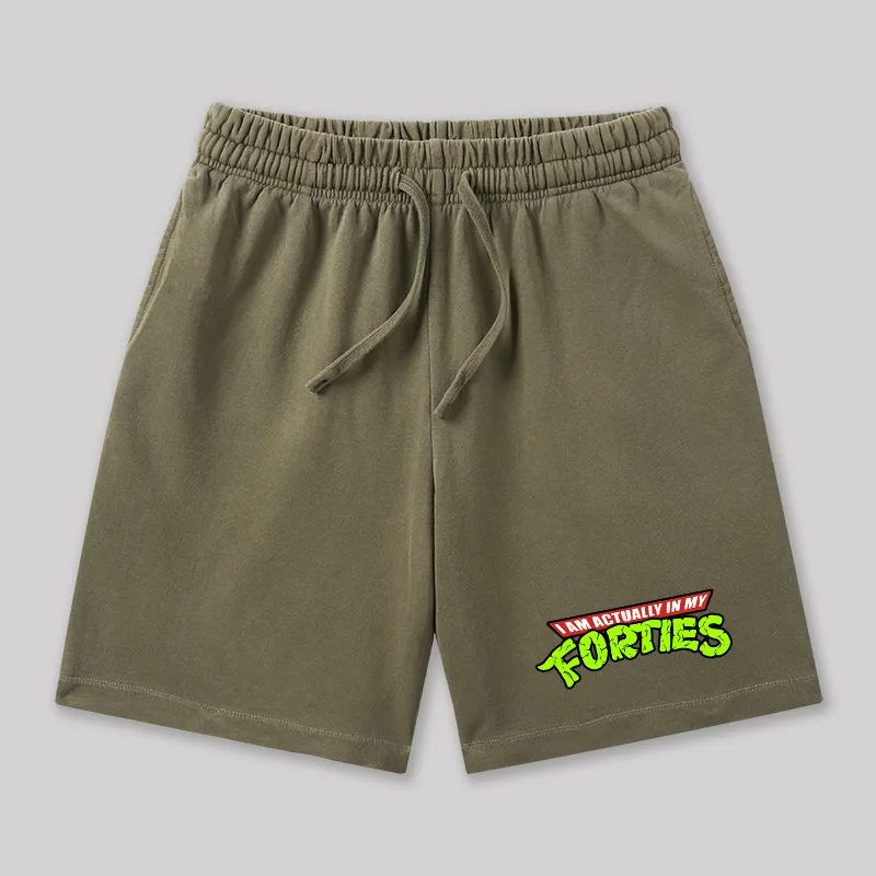 I Am Actually In My Forties Geeky Washed Shorts - Image 3