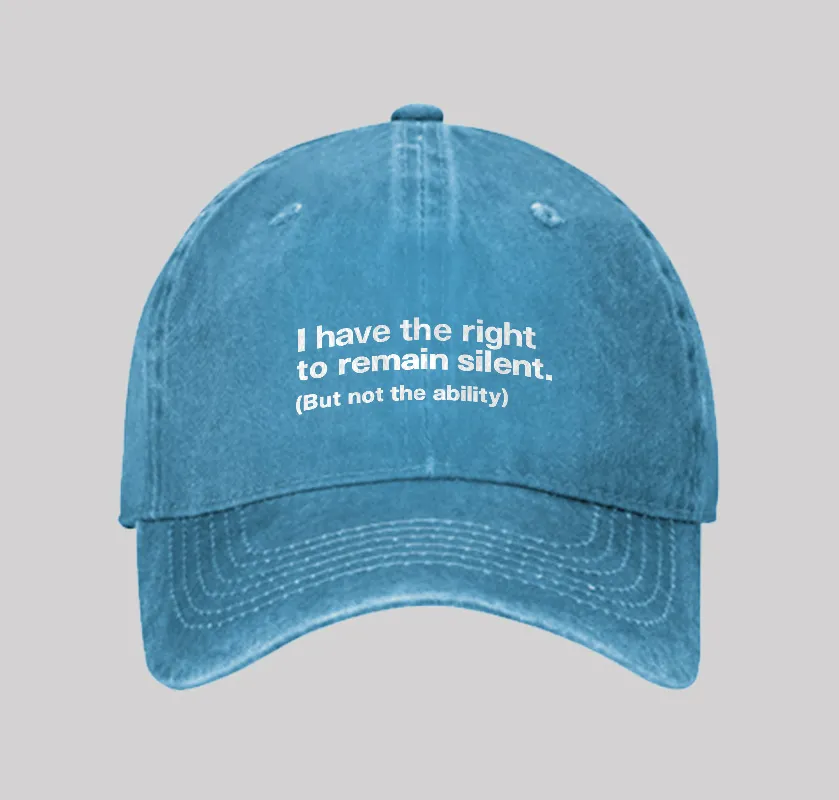 I Have The Right To Remain Silent Washed Vintage Baseball Cap - Image 5