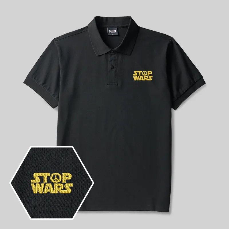 Stop Wars Geek Embroidered Polo Shirts