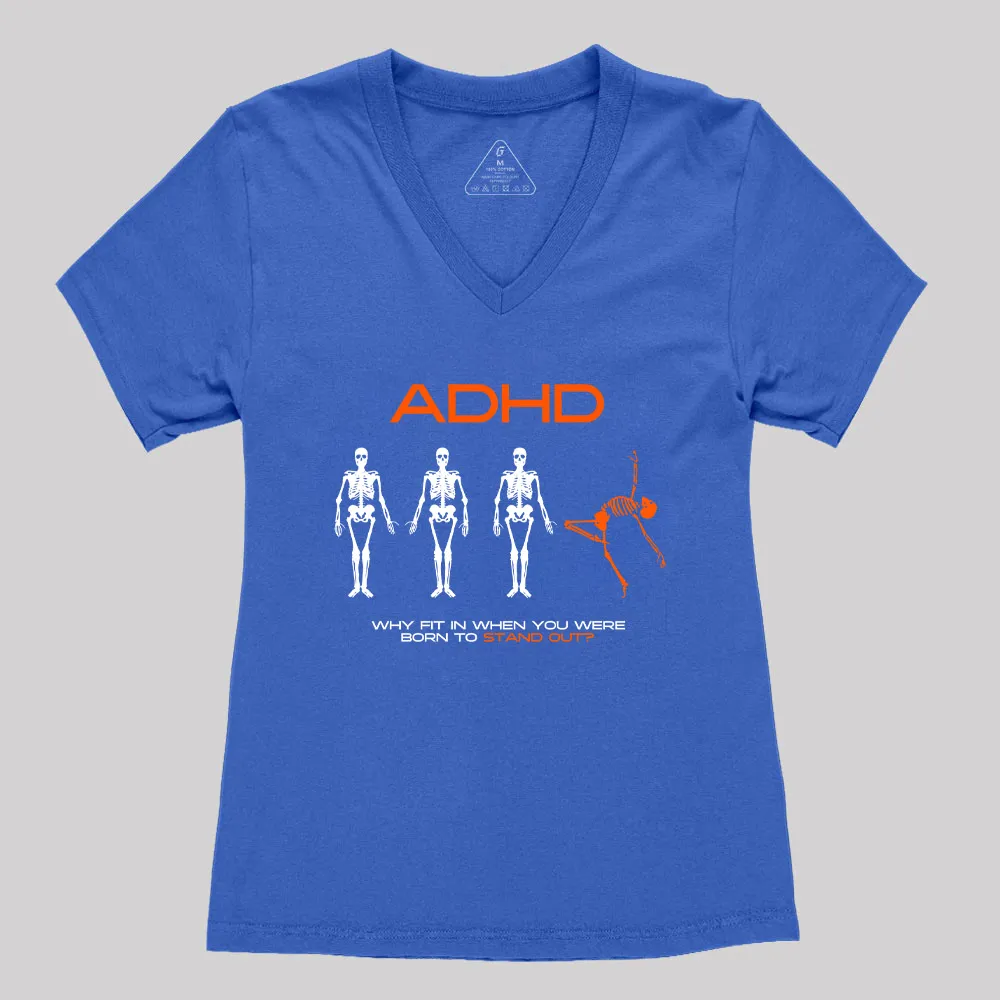 ADHD AWARENESS Geek Women's V-Neck T-shirt - Image 3