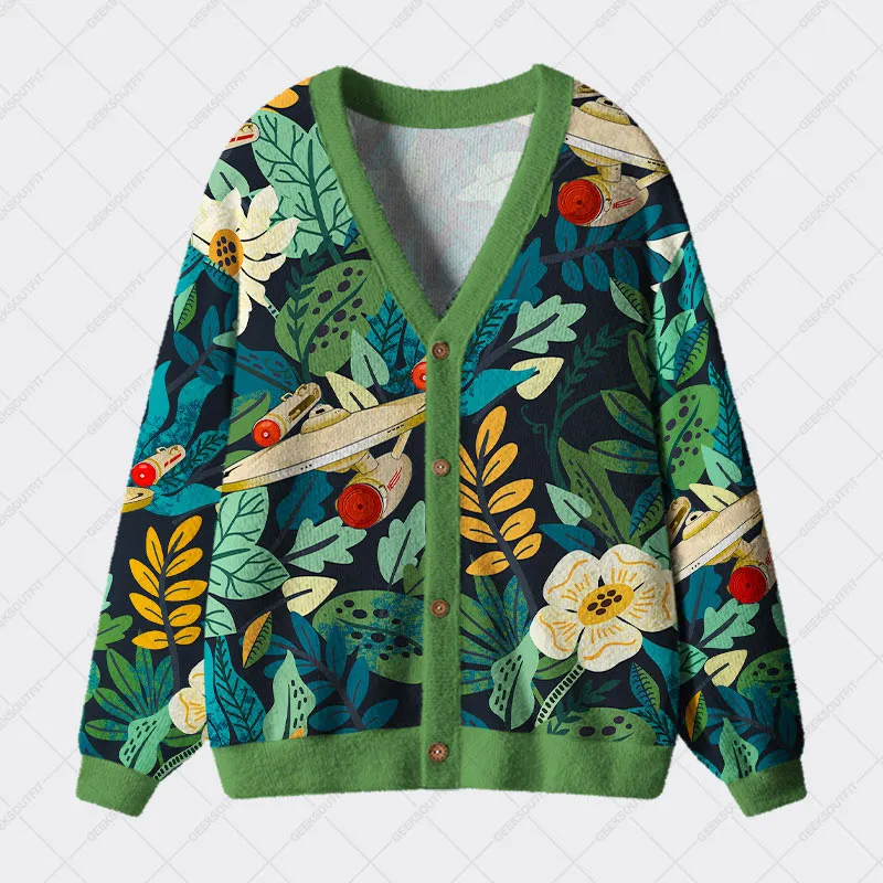 Scifi Spacecraft Hawaii Geek Ugly Cardigan Sweaters