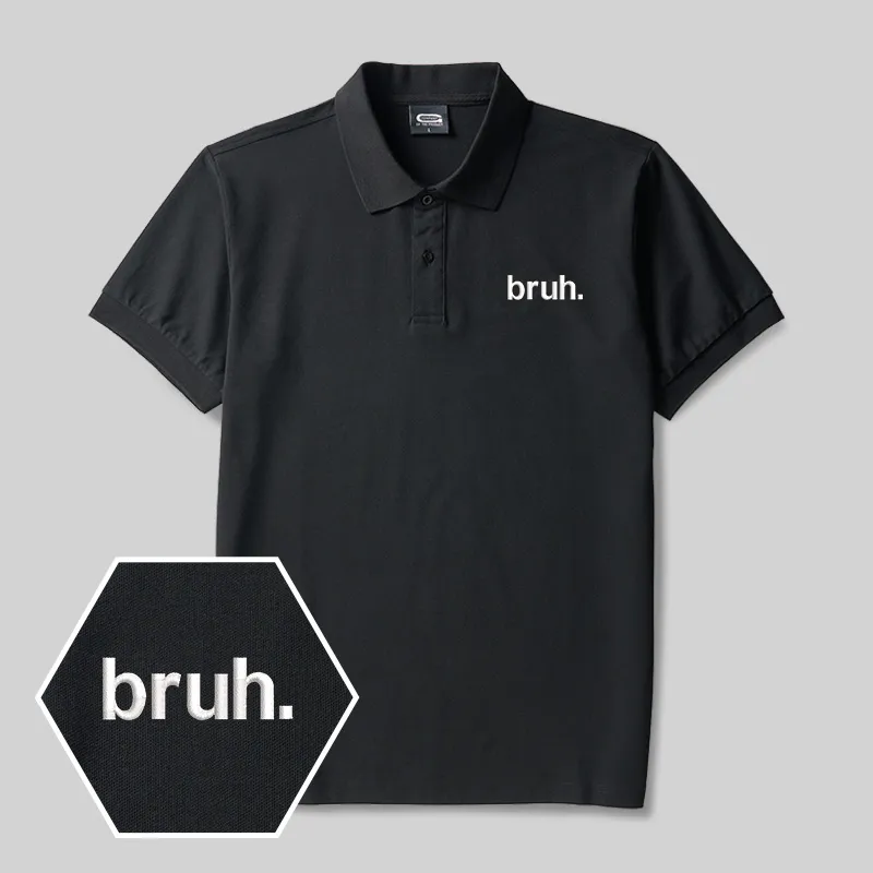 Alternative view of Bruh. Geek Embroidered Polo Shirt