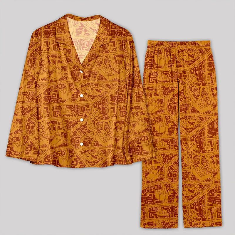 3D Map Lego Yellow Pajama Sets