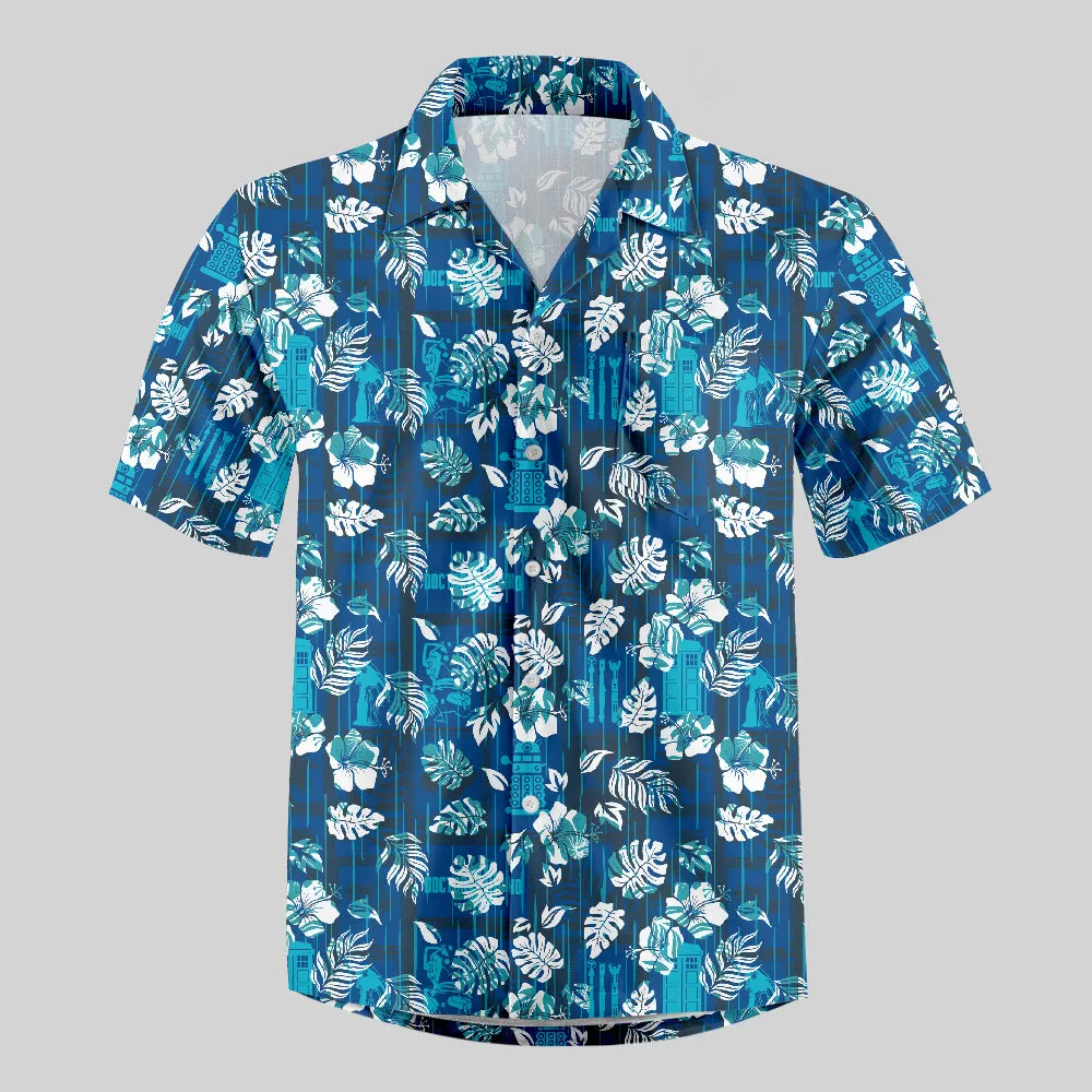 Mysterious Phone Booth Hawaiian Leaves Button Up Pocket Shirt - Image 2