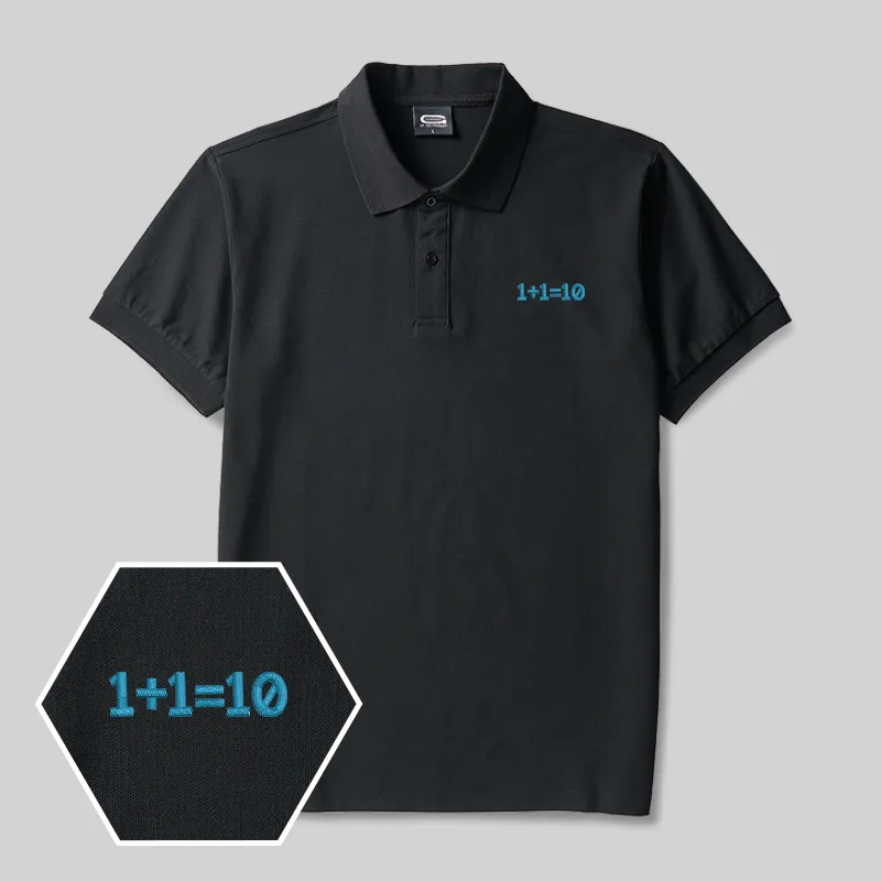 Binary Genius Geek Embroidered Polo Shirt