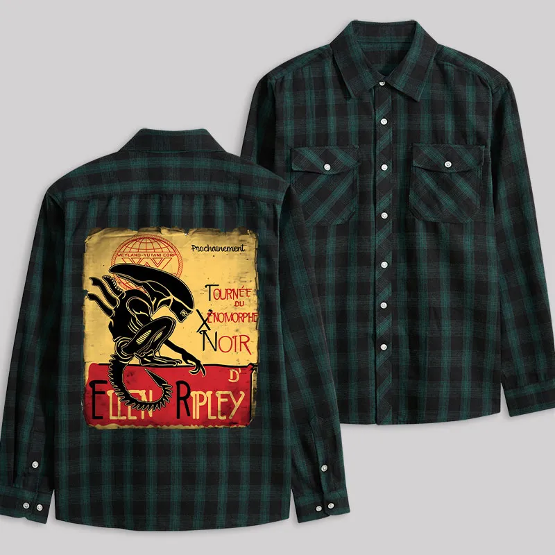 Tour of the Xenomorph Plaid Flannel Shirt