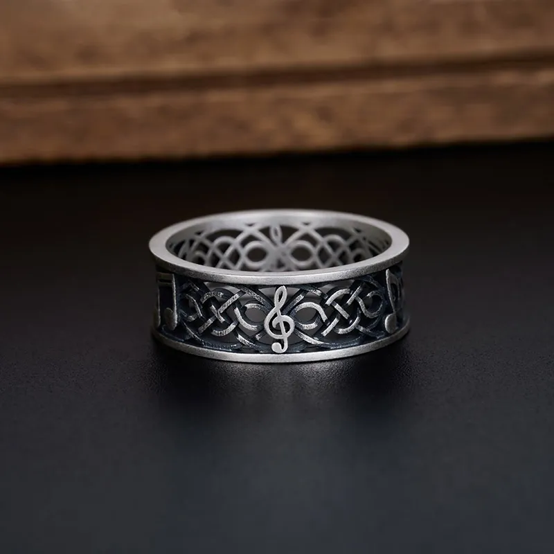 Love Music Geek Silver Band Ring