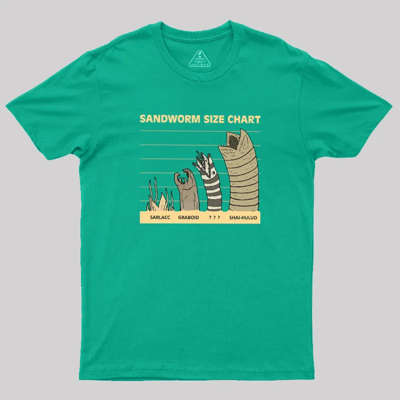 Sandworm Size Chart Geek T-Shirt - Image 9