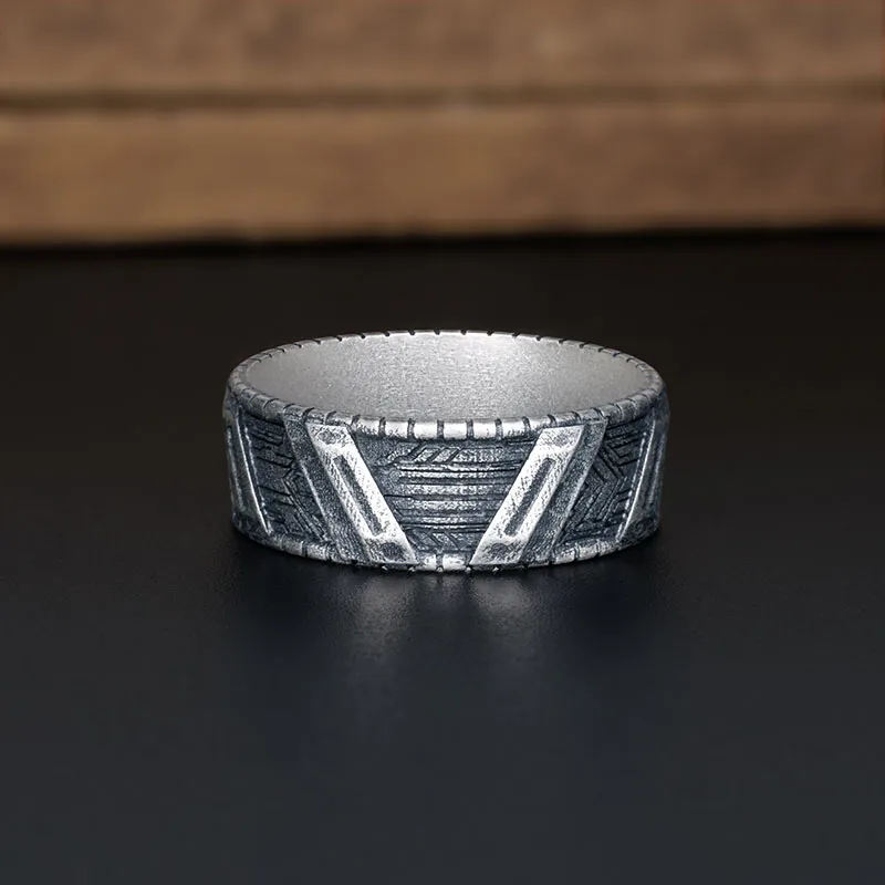 Step Board Technology Geek Silver Band Ring