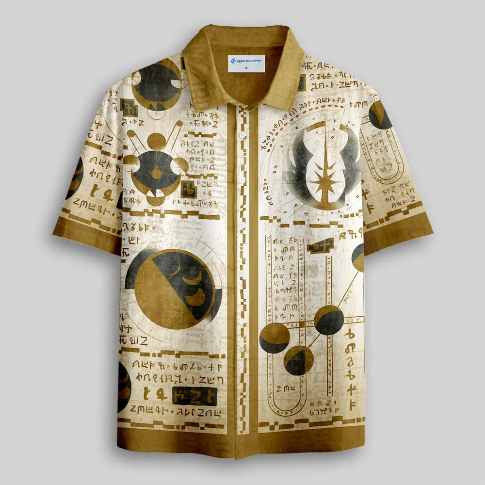 Sacred Jedi Text Button Up Pocket Shirt