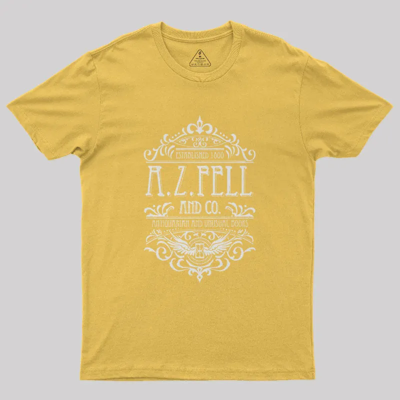 Good Omens: A.Z. Fell Book Shop Geek T-Shirt - Image 7