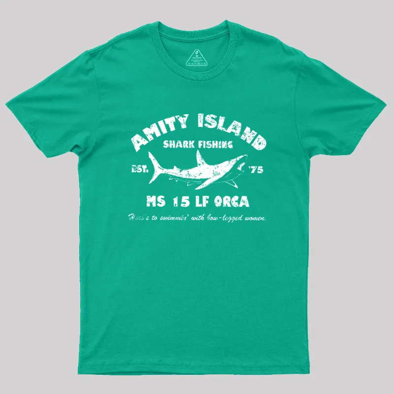 Amity Island Shark Fishing Est 1975 Geek T-Shirt - Image 8