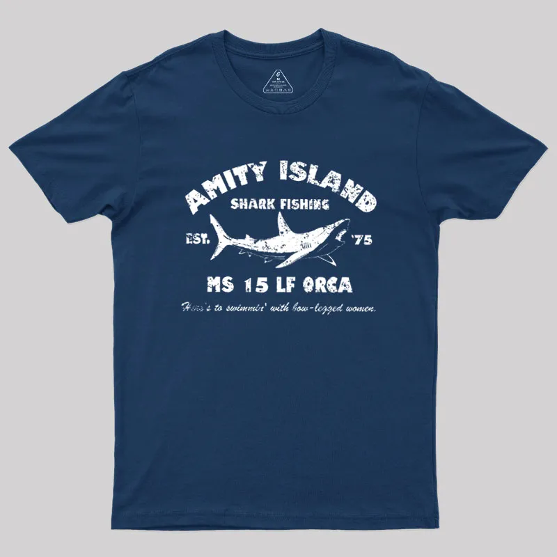 Amity Island Shark Fishing Est 1975 Geek T-Shirt - Image 2