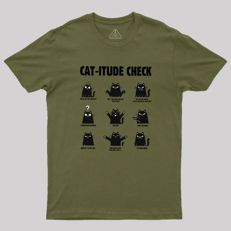 Cat-itude Check Geek T-Shirt - Image 3