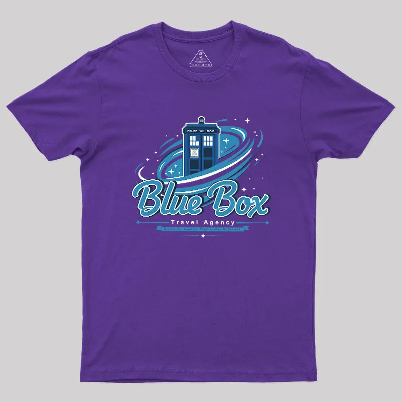 Blue Box Travel Agency Geek T-Shirt - Image 6