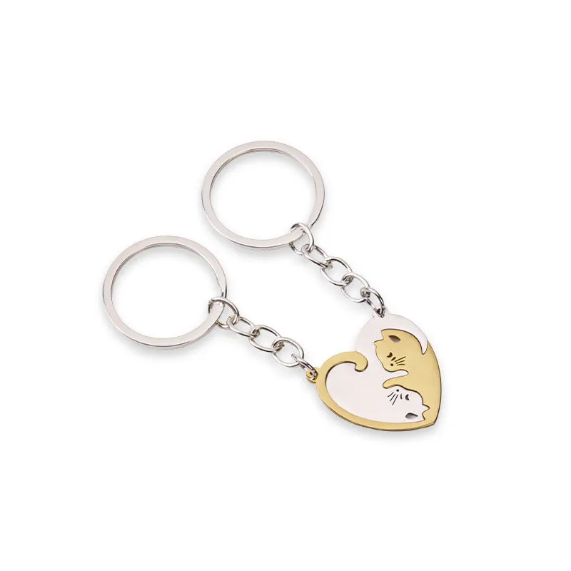 Hug Kitten Stainless Steel Spliced Keychain - Image 2